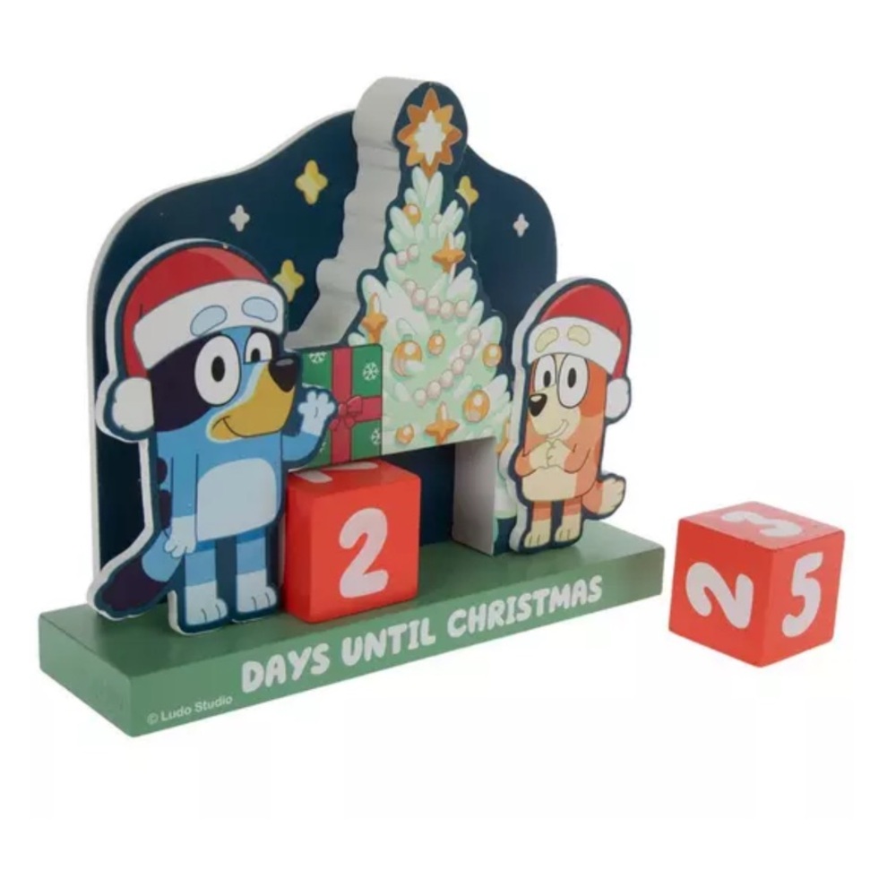 NWT- Bluey & Bingo- Wooden Days Until Christmas Countdown Calendar w/ # Blocks - Picture 17 of 17